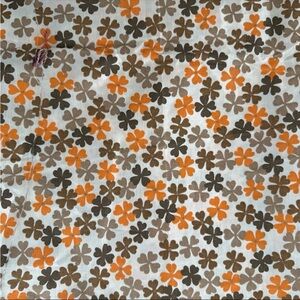 Vintage 70s Floral Clover Orange Brown Peach Apparel Fabric 1 Yard +16” L X 44”W
